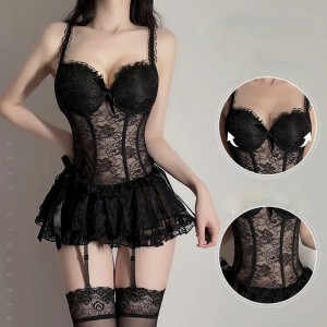 Sexy lingerie for women sexy lace dress kirt gather steel support suspender skirtSlim waistcoat Princess dress Dresses for women